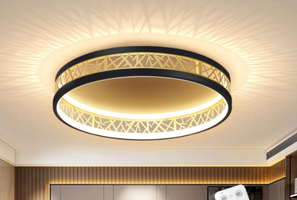 Sky Angle ceiling lamp with remote control, LED ceiling lamp Dimmable 4000LM 48W, modern living room lamp 3000-6000K, ceiling lamp LED for living room bedroom kitchen balcony, black