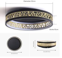 Sky angle Deckenlampe Mit Fernbedienung,LED Deckenleuchte Dimmbar 4000LM 48W,Modern Wohnzimmerlampe 3000-6000K,Deckenlampe Led für Wohnzimmer Schlafzimmer Küche Balkon,Schwarz