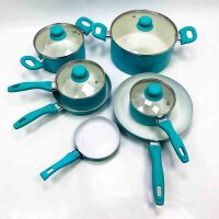Mastertop pot set 17-part, pots with glass lids, frying pan, soup pot, induction, cookware set made of non-st for aluminum