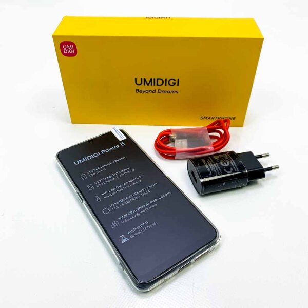 UMIDIGI Power 5 Smartphone ohne Vertrag, 4GB+128GB, 6150mAh Akku, Android 11, G25, A53 bis zu 2GHz, Carbon Grau