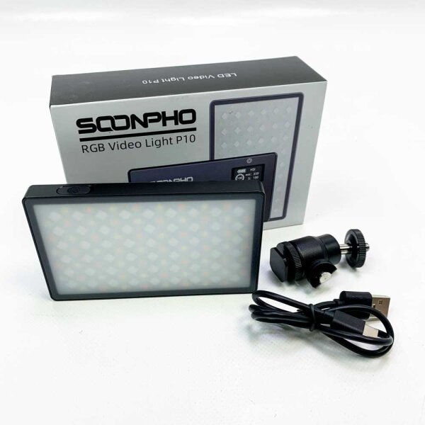 SOONPHO P10 RGB Licht Fotografie, LED Video Licht Aluminium CRI97+ LED Video Light 2500K-8500K 360 °Vollfarbe LED Videoleuchte Mini für Videokonferenz YouTube Fotografie Vlogs DSLR Kamera