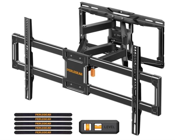 Perlegear PGLF12 TV wall mount for 37-84 inch TVs up to 50kg, wall mount TV swivel, tool-free tiltable, TV mount for flat/curved TV max. VESA 600x400mm, PGLF12-E