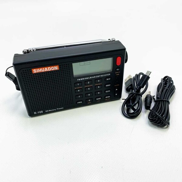 Sihuadon R-108 Small portable radios rechargeable battery radio FM at SW Airband Radio World Recipient Digital radio with ATS station storage Sleep function (black)