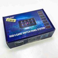 GELOO 8 Gang Schalter Panel Kit, Universal Circuit Control Relais System Touch Switch Box RGB sieben Farben mit APP Dimmbarer 12V/24V On-Off Kippschalter