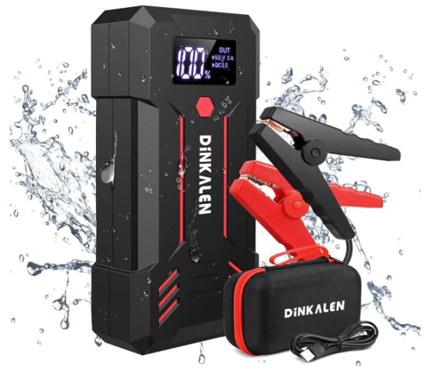 DINKALEN DN400 3000A Car Jump Starter Black 23800mAh 12V Battery Jump Starter with LED Light (For All Petrol or 8.0L Diesel Vehicles), QC3.0 Quick Charge