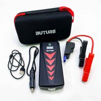 Buture BR200 (without OVP) Booster Battery 2500a 22000mAh Jump Starter Portable (up to 8.0l diesel or 8l gas) Autostart 12V with plug cigarette lighter Intelligent safety clamps 12 months standby