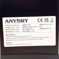 anydry 2065 Doppelseitiger Händetrockner HEPA Filter Effizient ABS Weiß