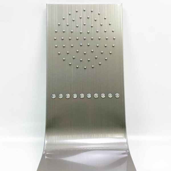 Fyheast gebürstete LED-Hydromassage-Duschsäule, 5-Funktions-Duschpaneel mit Rückenmassage, Regendusche, Edelstahl-Duschsäulenausrüstung