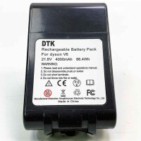 DTK replacement battery for Dyson V6, 21.V, 4000mah, 86.4Wh, gray