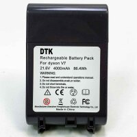 DTK Ersatzakku für Dyson V7, 21.6V, 4000mAh, 86.4Wh, Grau