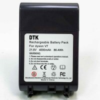 DTK replacement battery for Dyson V7, 21.6V, 4000mah, 86.4Wh, gray