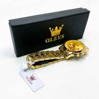 Olevs mens watches golden stainless steel bracelet quartz clock men with diamond date waterproof bright classic elegant wristwatch gift