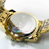 OLEVS Herrenuhren Goldene Edelstahlarmband Quarz Uhr Männer mit Diamant Datum Wasserdicht Leuchtende Klassische Elegantes Armbanduhr Geschenk
