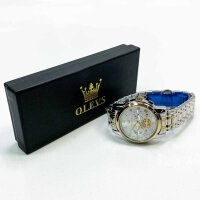 OLEVS Herrenuhren Weiß Edelstahlarmband Quarz Uhr Männer mit Diamant Datum Wasserdicht Leuchtende Klassische Elegantes Armbanduhr Geschenk