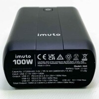 imuto Powerbank (ohne Adapte und OVPr) Laptop 27200 mAh PD 100 W, tragbares USB-C-Ladegerät 100 W (& 60 W) und 2 USB-A-Anschlüsse (15 W und QC3.0 18 W), externer Akku für MacBook Pro/Air DELL XPS iPhone Galaxy Switch Pixel Airpods