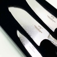 NANFANG BROTHERS Damaskus Küchenmesser Set, Messerse mit Kochmesser, Santoku Messer und Schälmesser, Professionelles Edelstahl Messerset, Damaststahl Messer Set mit Gehämmerten Griffen 3-teilig