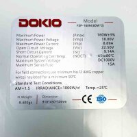 Dokio FSP-160M ​​(80W*2) Solar panel, 160W, DC1000V