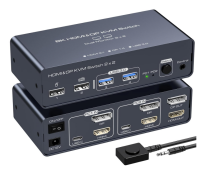 VEDINDUST HDMI+Displayport KVM Switch 2 PC 2 Monitors...