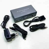 Vedindust HDMI+DisplayPort KVM Switch 2 PC 2 Monitors 8k@60Hz 4k@120Hz Aluminum KVM Switches Suitable for 2 computers that divide 2 monitors and 4 USB devices with 2 USB 3 .0 on USB-C cables