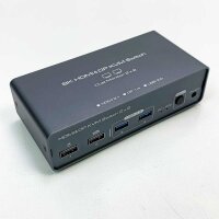 Vedindust HDMI+DisplayPort KVM Switch 2 PC 2 Monitors 8k@60Hz 4k@120Hz Aluminum KVM Switches Suitable for 2 computers that divide 2 monitors and 4 USB devices with 2 USB 3 .0 on USB-C cables