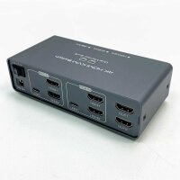 VEDINDUST KVM Switch 2 PC 2 Monitore 4K@60Hz KVM Switch Dual Monitor Aluminium KVM Switches 2 Monitore Gemeinsame 4 USB-Geräte unterstützen Kopieren und Erweiterung Mit 1 Desktop-Steuerung