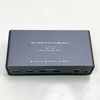 VEDINDUST KVM Switch 2 PC 2 Monitore 4K@60Hz KVM Switch Dual Monitor Aluminium KVM Switches 2 Monitore Gemeinsame 4 USB-Geräte unterstützen Kopieren und Erweiterung Mit 1 Desktop-Steuerung