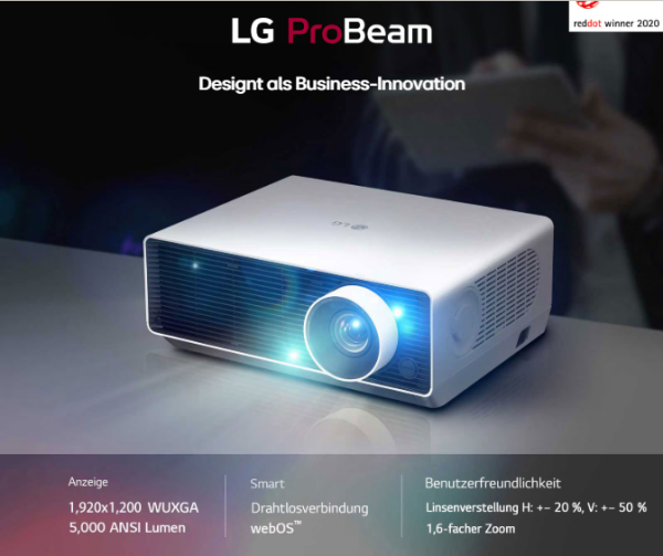 LG ProBeam DBF510P, 100 ~ 240V, 50/60 Hz 3.8 A, Laser, Heimkino 4K Beamer, Weiss