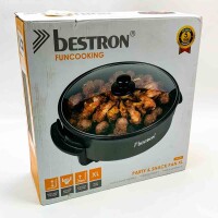 bestron electric multi-pan XXL multi-function pan, 1500 W, with glass lid, non-stick coating, black