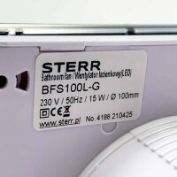 STERR Abluftventilator, grau, 100 mm, mit LED, leise, Abluftventilator, 100 mm - BFS100L-G - 15 W