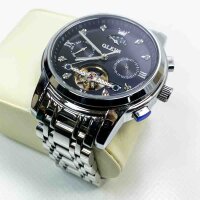 Olevs mens wristwatch leather brown classic analog quartz 3 atm waterproof