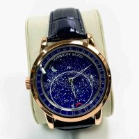 Olevs mens watches mechanically automatic open blue leather strap wristwatch fashion dress waterproof bright stars sky moon phase dial mens watch