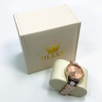 OLEVS 6656 Damenuhren mit Automatikaufzug Damenuhren in Roségold mit Diamanten Luxuskleider weiße Keramikarmbanduhren Damen Armbanduhren
