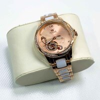 Olevs 6656 womens watches with automatic elevator women watches in rose gold with diamond luxury dresses White ceramic strap clocks women wristwatches