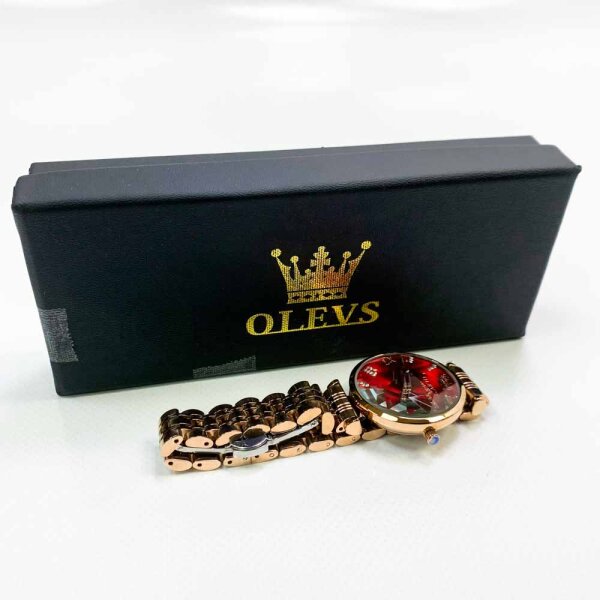 OLEVS 6642L Prismatische Diamant-Uhr, modische Luxus-Uhren für Frauen, feiner klassischer Stahl, analoge Quarzuhr