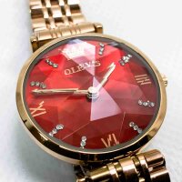 OLEVS 6642L Prismatische Diamant-Uhr, modische Luxus-Uhren für Frauen, feiner klassischer Stahl, analoge Quarzuhr
