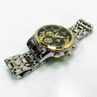 Olevs G9947 Mens wristwatch (with minimal scratches) skeleton stainless steel luxury quartz chronograph waterproof fashion bright watches for men