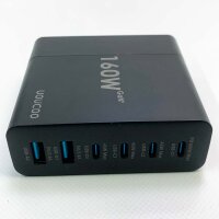 UOUCOO 160W USB C Ladegerät Mehrfach,GAN Charger USB Netzteil 100W+45W 6 Port Schnellladegerät Ladestation für MacBook Pro/Air,Dell,iPhone15,iPad,Switch,Galaxy,Huawei