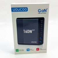 UOUCOO 160W USB C Ladegerät Mehrfach,GAN Charger USB Netzteil 100W+45W 6 Port Schnellladegerät Ladestation für MacBook Pro/Air,Dell,iPhone15,iPad,Switch,Galaxy,Huawei