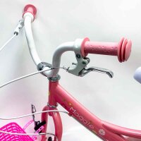 GLERC 14 inch childrens bike for 3 4 5 years Small sweet girls bicycles with basket stabilizers and bells, pink and white