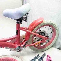 Glerc 14 Zoll Kinderfahrrad für 3 4 5 Jahre kleine süße Mädchenfahrräder mit Korbstabilisatoren und Klingel, Rosa und Weiß