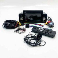 Stereo 1 Din Con Schermo Unterstützung Kabelgebundenes Carplay und Android Auto, 5 Zoll Bluetooth 5.1 Touchscreen Stereoanlage mit FM/AUX Eingang/USB/SWC/Mirror Link+12LED Rückfahrkamera