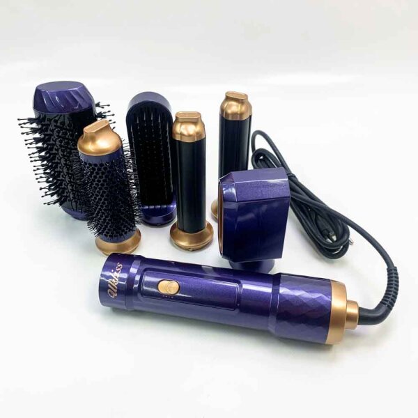 Ukliss WT-622 Rundbürstenföhn, Air Styler 6 In 1 Mit 6 Aufsätze, Trocknen, Glätten, Locken, Volumengeben, Massieren der Kopfhaut, Ionen Pflege, Stylingbürsten für Alle Haartypen