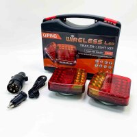 Qiping 12V wireless LED rear lights Set with magnet for vehicle trailer, 7 poly wireless taillight magnetic, rechargeable, waterproof, E11, 10R-05 approved
