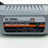 MOTOPOWER MP00205B 12V 1000mA Automatisches Ladegerät für Auto, Motorrad und mehr