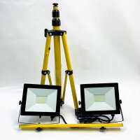 Kalwason 100W LED building spotlights with tripod, 8000 lumen LED spotlights construction site light with 1.5m telescopic tripod and 5m cable, 5000k IP65, pre -assembly for construction workshop, garage, basement, scales