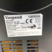 Vospeed Robot Patissier, 1500 W, 8 l, elektrischer Kuchenmixer, Küchenmixer mit Edelstahlschüssel, Rührbesen, Knethaken, Schneebesen zum Kochen, spülmaschinenfest (weiß), SM1550