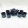 Duef Japanese porcelain tea service with 1 ceramic teapot, 6 tea cups and 1 tea tray, dark blue