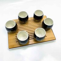 Duef Japanese tea service, black porcelain tea service...