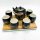 Duef Japanese tea service, black porcelain tea service with 1 teapot, 6 tea cups, 1 tea tray, 1 sieve insert, beautiful Asian teapot set with cup for tea lovers (landscape in gold)
