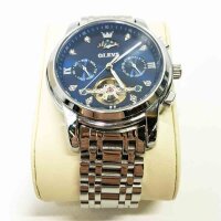 Olevs mens watches automatic mechanical silver wristwatch...
